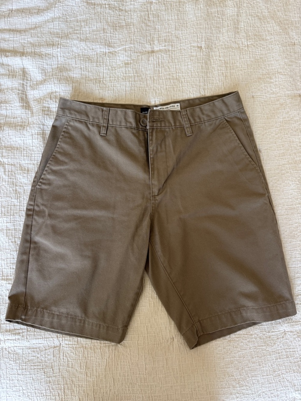 RVCA Men's Flat Front Chino Shorts in Olive Brown